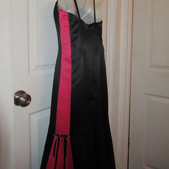 Gunne Sax Trumpet Dress Mermaid Gown Rose Red Black 5/6 Jessica McClintock Bows - Picture 15 of 16